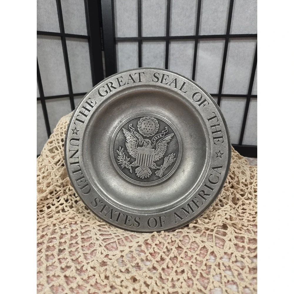Vintage Old Mill Pewter Great‎ Seal of the United States of America Plate 8.5